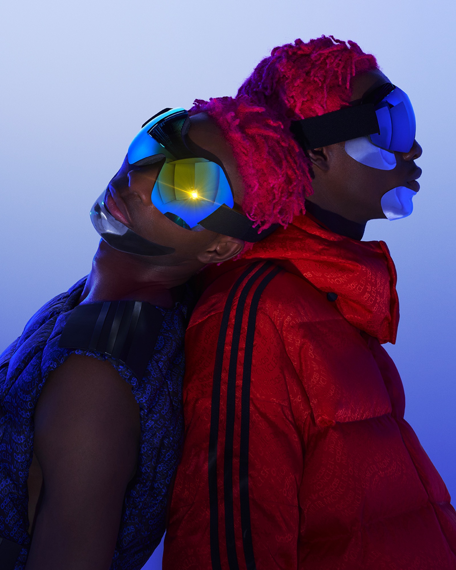Mixed-media explorer sculptures and styled looks from Moncler x Adidas Originals campaign photographed by Hanna Moon