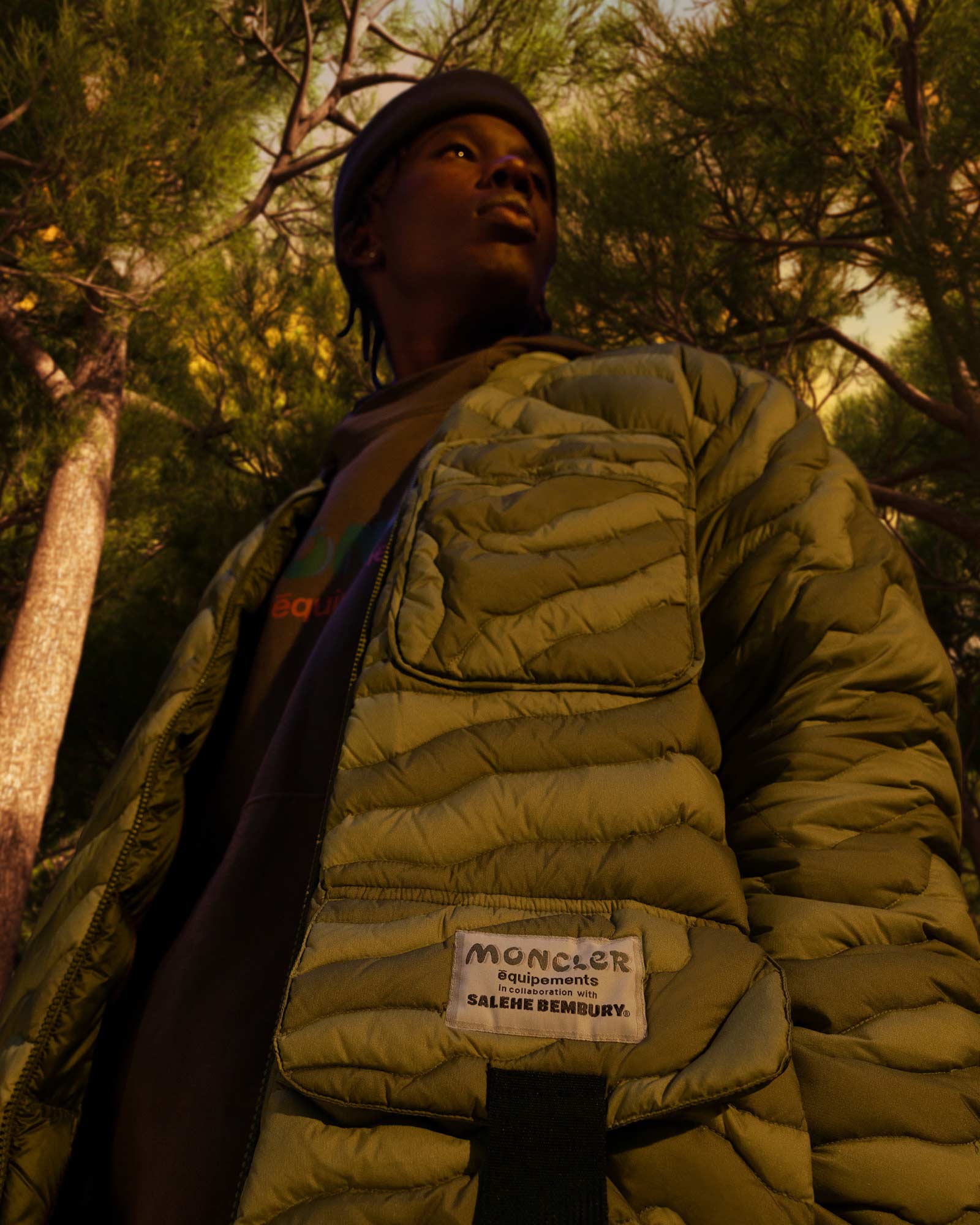 Moncler x Salehe Bembury outdoor clothing with technical design and natural colors